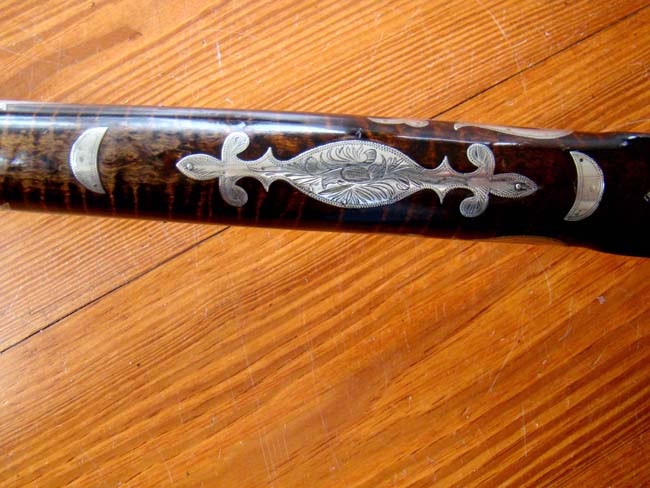 A fine silver inlaid curly maple Pennsylvania percussion long rifle by Joseph Douglass of Huntington county circa 1850-1860. — image 11